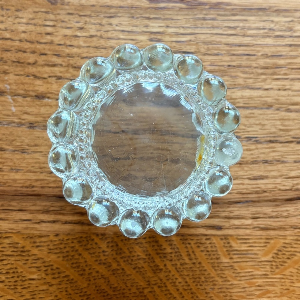Vintage Clear Glass Candle Holder or trinket box - Picture 2 of 15